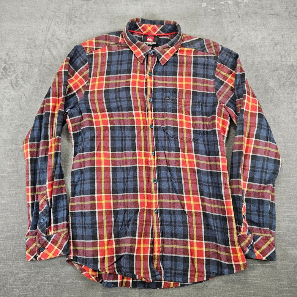 Quiksilver Y2K Flannel Shirt Plaid Button Up Long‎ Sleeve Casual Mens Size S